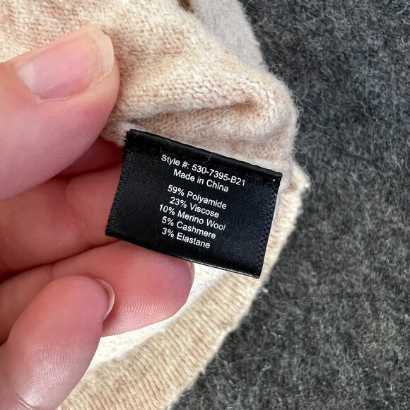 Jenni Kayne Womens Medium Beige Crewneck Oversized Sweater Wool Cashmere Blend - Picture 4 of 8